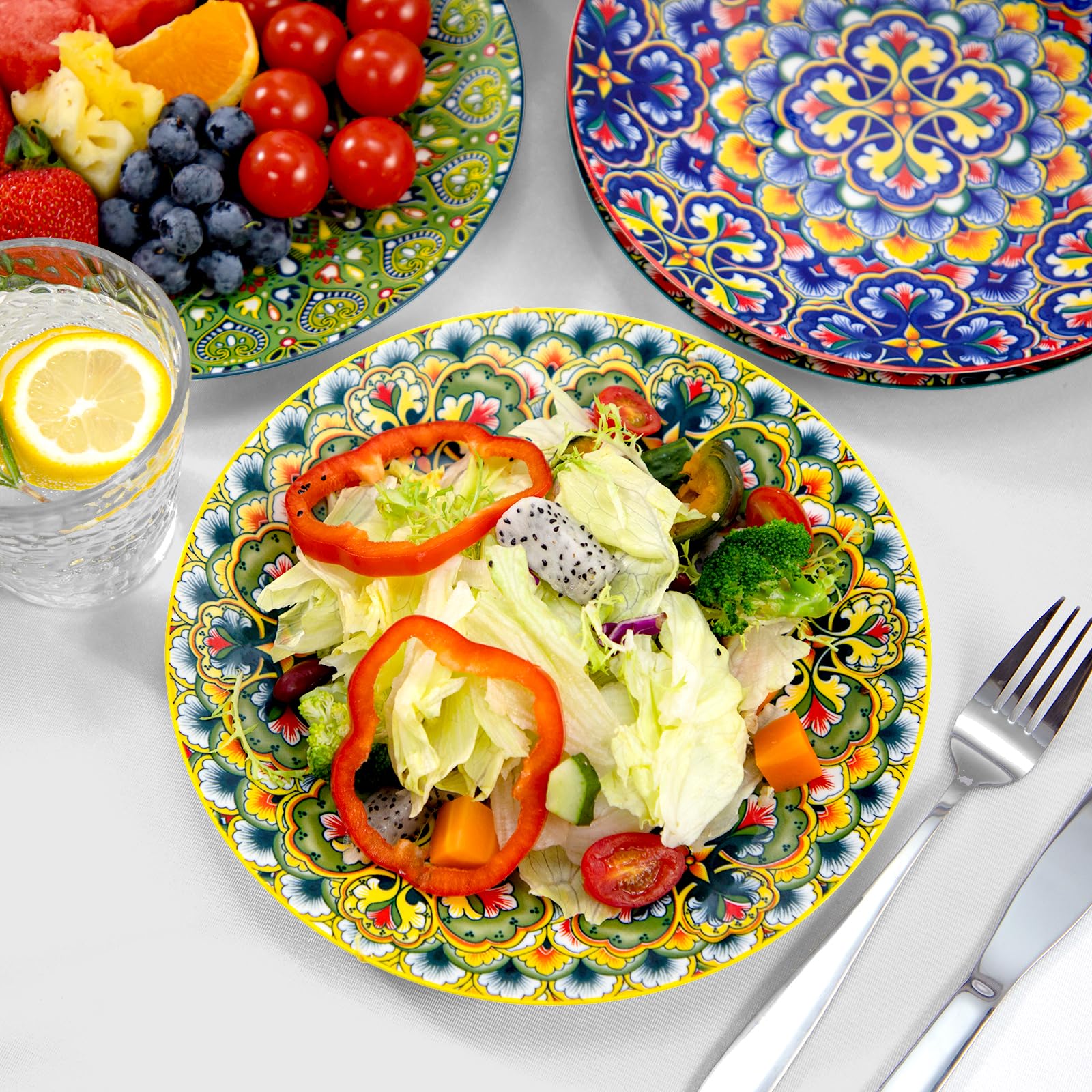 Amazon.com: LECOOICS Ceramic Dinner Plates Set of 6, 8.5 Inch